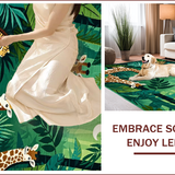 Ultra Soft Area Rug, Non Slip, Stain Resistant, Washable Area Rugs for Living Room, Bedroom, Vivid Safari Wildlife Motif(Green)