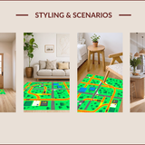 Ultra Soft Area Rug, Non Slip, Stain Resistant, Washable Area Rugs for Living Room, Bedroom, Colorful Urban Traffic Adventure Rug(Green)