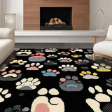 Ultra Soft Area Rug, Non Slip, Stain Resistant, Washable Area Rugs for Living Room, Bedroom, Cute Child-Friendly Paw Design(Black)