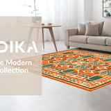 Ultra Soft Area Rug, Non Slip, Stain Resistant, Washable Area Rugs for Living Room, Bedroom, Artful Mid-Century Color Fusion(Orange)