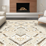 Transitional Pastel Toned Medallion Style(Beige)