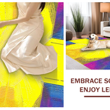 Ultra Soft Area Rug, Non Slip, Stain Resistant, Washable Area Rugs for Living Room, Bedroom, Vibrant Abstract Sunburst Motif(Yellow)