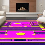 Ultra Soft Area Rug, Non Slip, Stain Resistant, Washable Area Rugs for Living Room, Bedroom, Artful 80s Inspired Dynamic Shapes(Purple)