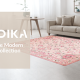 Ultra Soft Area Rug, Non Slip, Stain Resistant, Washable Area Rugs for Living Room, Bedroom, Dusty Pink Earthy Trellis Theme(Pink)