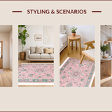 Ultra Soft Area Rug, Non Slip, Stain Resistant, Washable Area Rugs for Living Room, Bedroom, Floral Pastel Boho Elegance(Pink)