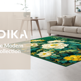 Ultra Soft Area Rug, Non Slip, Stain Resistant, Washable Area Rugs for Living Room, Bedroom, Vibrant Realistic Flower Aesthetic(Green)