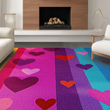 Ultra Soft Area Rug, Non Slip, Stain Resistant, Washable Area Rugs for Living Room, Bedroom, Charming Playful Rainbow Typography(Orange)