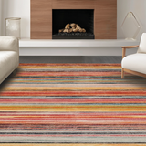 Ultra Soft Area Rug, Non Slip, Stain Resistant, Washable Area Rugs for Living Room, Bedroom, Modern Eclectic Stripe Arrangement(Red)