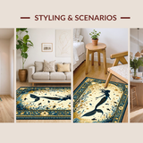 Ultra Soft Area Rug, Non Slip, Stain Resistant, Washable Area Rugs for Living Room, Bedroom, Rustic Ocean Wave Motif(Gold)