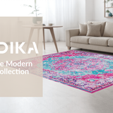 Ultra Soft Area Rug, Non Slip, Stain Resistant, Washable Area Rugs for Living Room, Bedroom, Luxurious Vintage Textured Elements(Pink)