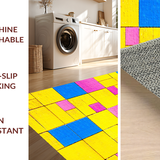 Ultra Soft Area Rug, Non Slip, Stain Resistant, Washable Area Rugs for Living Room, Bedroom, Vibrant Geometric Tile Motif(Yellow)