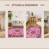 Ultra Soft Area Rug, Non Slip, Stain Resistant, Washable Area Rugs for Living Room, Bedroom, Boho Blush Pink Bedroom Area Rug(Pink)