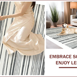 Ultra Soft Area Rug, Non Slip, Stain Resistant, Washable Area Rugs for Living Room, Bedroom, Rustic Striped Textured Visual(Black)