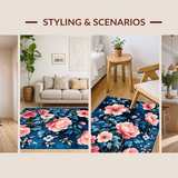 Ultra Soft Area Rug, Non Slip, Stain Resistant, Washable Area Rugs for Living Room, Bedroom, Charming Pastel Medallion Pattern(Blue)