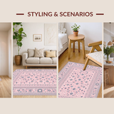 Ultra Soft Area Rug, Non Slip, Stain Resistant, Washable Area Rugs for Living Room, Bedroom, Trendy Fun-Filled Patterned Surface(Pink)