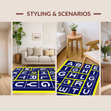 Ultra Soft Area Rug, Non Slip, Stain Resistant, Washable Area Rugs for Living Room, Bedroom, Contemporary Colorful Educational Scheme(Blue)