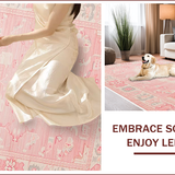 Ultra Soft Area Rug, Non Slip, Stain Resistant, Washable Area Rugs for Living Room, Bedroom, Delicate Curvy Pink Decor(Pink)