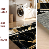 Ultra Soft Area Rug, Non Slip, Stain Resistant, Washable Area Rugs for Living Room, Bedroom, Chic Marbleized Luxe Aesthetic(Black)