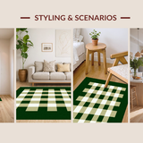 Ultra Soft Area Rug, Non Slip, Stain Resistant, Washable Area Rugs for Living Room, Bedroom, Sleek Minimalist Grid Formation(Green)