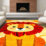 Ultra Soft Area Rug, Non Slip, Stain Resistant, Washable Area Rugs for Living Room, Bedroom, Round Nature-Inspired Playful Scene(Yellow)