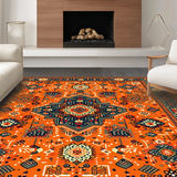 Ultra Soft Area Rug, Non Slip, Stain Resistant, Washable Area Rugs for Living Room, Bedroom, Contemporary Lattice Pattern Motif(Orange)