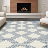 Ultra Soft Area Rug, Non Slip, Stain Resistant, Washable Area Rugs for Living Room, Bedroom, Whimsical Curved Linear Theme(Blue)
