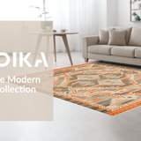 Ultra Soft Area Rug, Non Slip, Stain Resistant, Washable Area Rugs for Living Room, Bedroom, Chic Earthy Geometric Layout(Orange)