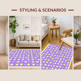 Ultra Soft Area Rug, Non Slip, Stain Resistant, Washable Area Rugs for Living Room, Bedroom, Whimsical Lavender Floral Motif(Purple)
