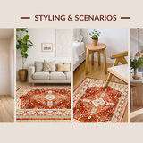 Ultra Soft Area Rug, Non Slip, Stain Resistant, Washable Area Rugs for Living Room, Bedroom, Chic Warm-Hued Decorative Style(Orange)