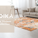 Ultra Soft Area Rug, Non Slip, Stain Resistant, Washable Area Rugs for Living Room, Bedroom, Cozy Pastel Ogee Arrangement(Orange)