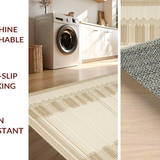 Ultra Soft Area Rug, Non Slip, Stain Resistant, Washable Area Rugs for Living Room, Bedroom, Contemporary Scalloped Minimalist Vibe(Beige)