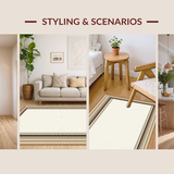 Ultra Soft Area Rug, Non Slip, Stain Resistant, Washable Area Rugs for Living Room, Bedroom, Rustic Natural Fiber Striped Motif(Beige)