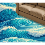 Ultra Soft Area Rug, Non Slip, Stain Resistant, Washable Area Rugs for Living Room, Bedroom, Coastal Ocean Wave Blue Nursery Washable Rug(Blue)