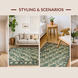 Ultra Soft Area Rug, Non Slip, Stain Resistant, Washable Area Rugs for Living Room, Bedroom, Serene Floral Arrangement in Green(Green)