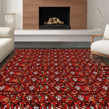 Ultra Soft Area Rug, Non Slip, Stain Resistant, Washable Area Rugs for Living Room, Bedroom, Playful Surrealist Floral Composition(Red)
