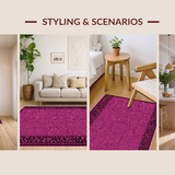 Ultra Soft Area Rug, Non Slip, Stain Resistant, Washable Area Rugs for Living Room, Bedroom, Chic Pink Leopard Geometric Fusion(Pink)