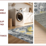 Ultra Soft Area Rug, Non Slip, Stain Resistant, Washable Area Rugs for Living Room, Bedroom, Vintage Ethnic Distressed Motif(Gray)