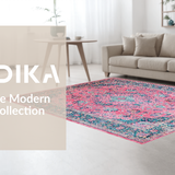 Ultra Soft Area Rug, Non Slip, Stain Resistant, Washable Area Rugs for Living Room, Bedroom, Chic Vintage Botanical Pattern(Pink)