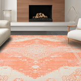 Ultra Soft Area Rug, Non Slip, Stain Resistant, Washable Area Rugs for Living Room, Bedroom, Refined Geometric Terracotta Palette(Orange)