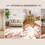 Ultra Soft Area Rug, Non Slip, Stain Resistant, Washable Area Rugs for Living Room, Bedroom, Whimsical Spring Blossom Arrangement(Pink)