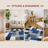 Ultra Soft Area Rug, Non Slip, Stain Resistant, Washable Area Rugs for Living Room, Bedroom, Urban Navy Geometry Touch(Blue)