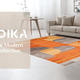 Ultra Soft Area Rug, Non Slip, Stain Resistant, Washable Area Rugs for Living Room, Bedroom, Earthy Toned Modern Artistry(Orange)