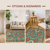 Ultra Soft Area Rug, Non Slip, Stain Resistant, Washable Area Rugs for Living Room, Bedroom, Eclectic Ethnic Geometric Tapestry(Orange)