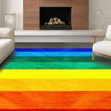 Ultra Soft Area Rug, Non Slip, Stain Resistant, Washable Area Rugs for Living Room, Bedroom, Sleek Modern Rainbow Accents(Blue)