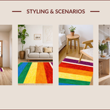 Ultra Soft Area Rug, Non Slip, Stain Resistant, Washable Area Rugs for Living Room, Bedroom, Vibrant Rainbow Stripe Plush Nursery Rug(Red)
