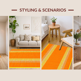 Ultra Soft Area Rug, Non Slip, Stain Resistant, Washable Area Rugs for Living Room, Bedroom, Artistic Plush Geometric Motif(Orange)
