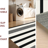 Ultra Soft Area Rug, Non Slip, Stain Resistant, Washable Area Rugs for Living Room, Bedroom, Handcrafted Classic Dual-Tone Woven Rug With Contemporary Linear Design(Black)