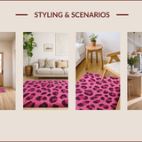 Ultra Soft Area Rug, Non Slip, Stain Resistant, Washable Area Rugs for Living Room, Bedroom, Faux Leopard Cowhide(Pink)