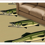 Ultra Soft Area Rug, Non Slip, Stain Resistant, Washable Area Rugs for Living Room, Bedroom, Earthy Bass Motif with Water Splash(Beige)