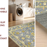 Ultra Soft Area Rug, Non Slip, Stain Resistant, Washable Area Rugs for Living Room, Bedroom, Rustic Sky-Toned Medallion Motif(Gray)